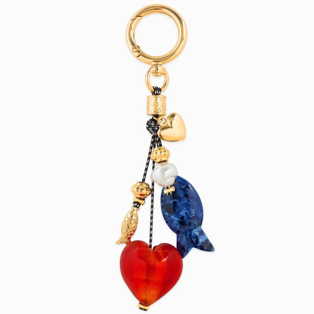Love Heart Marbled Fish Dangle Bag Charm